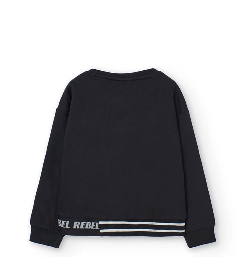 Sudadera de felpa para niña en negro Boboli