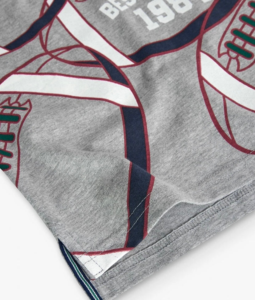 Camiseta de punto de niño estampado de balón americano en gris vigoré Boboli