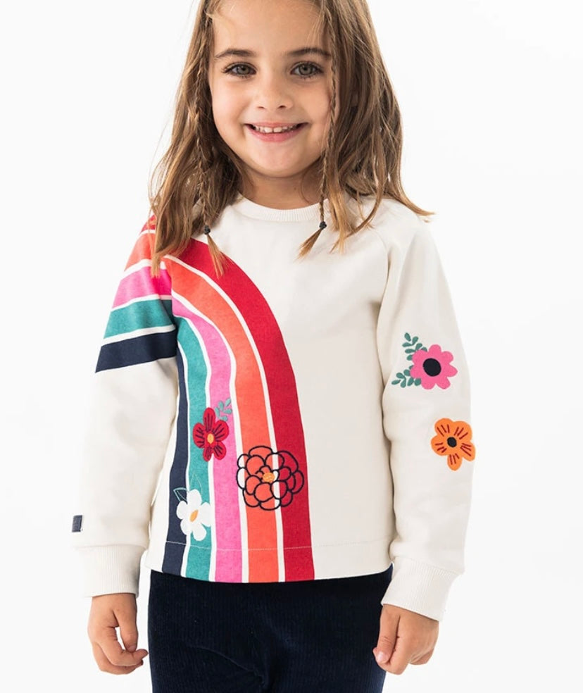 Sudadera de felpa falmé para bebé niña en blanco Boboli
