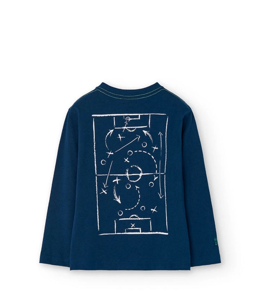 Camiseta de punto de niño en azul marino Boboli