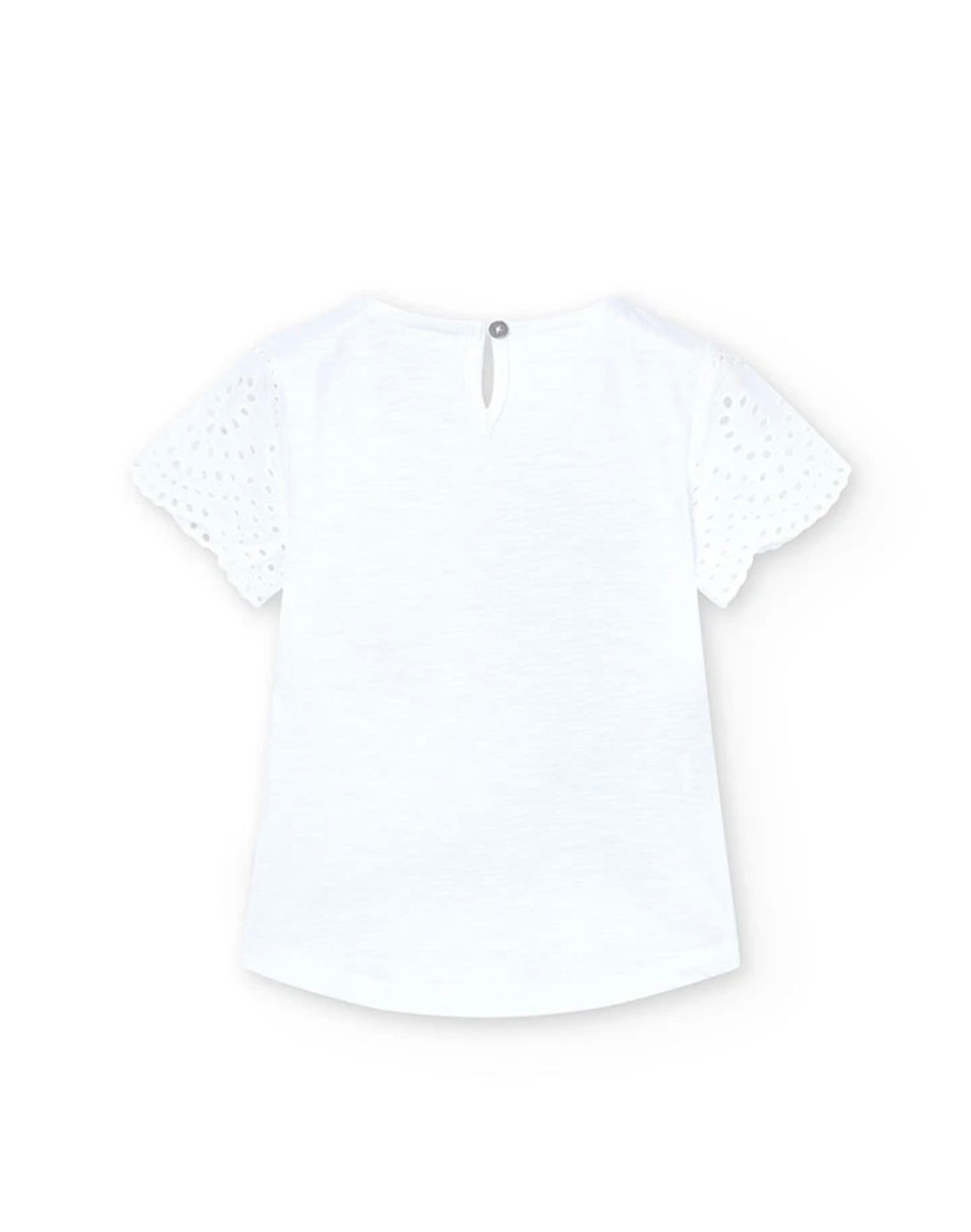 Camiseta de punto combinada de niña en color blanco Boboli