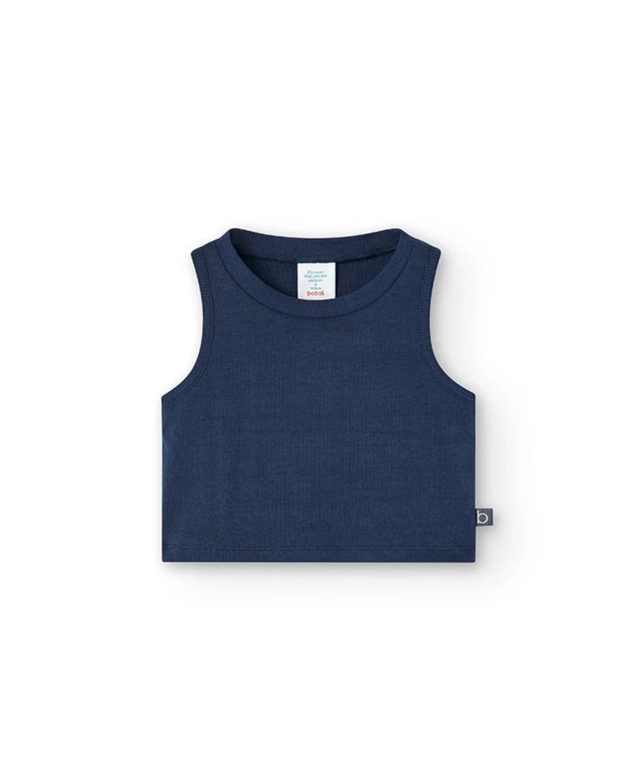 Top de punto canalé de niña en azul marino Boboli