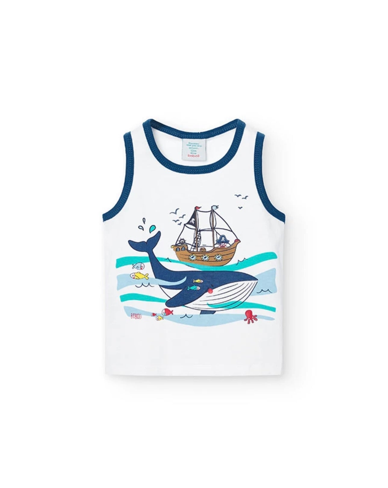 Camiseta de punto de tirantes de bebé niño en blanco Boboli