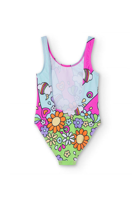 Bañador estampado de niña en color fresa Boboli