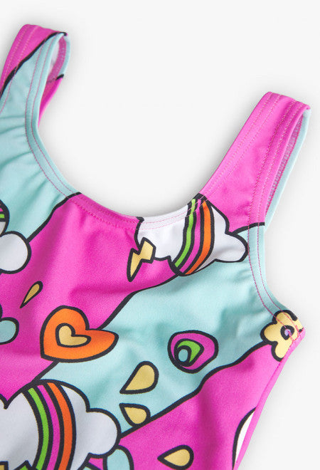 Bañador estampado de niña en color fresa Boboli