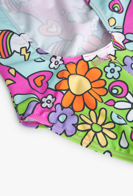 Bañador estampado de niña en color fresa Boboli