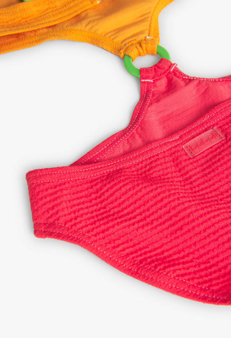 Bañador tricolor de niña en color naranja Boboli