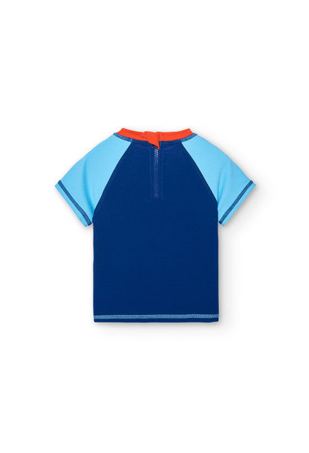 Camiseta de punto poliamida de bebé niño en azul Boboli