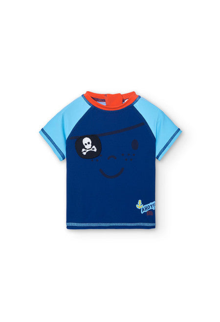 Camiseta de punto poliamida de bebé niño en azul Boboli
