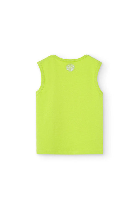 Camiseta de punto sin mangas de niño en verde Boboli