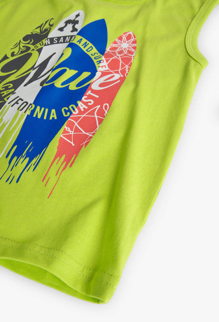 Camiseta de punto sin mangas de niño en verde Boboli