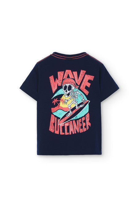Camiseta de punto de niño en color azul marino Boboli