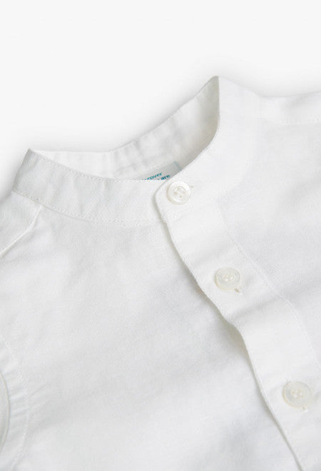 Camisa de lino de bebé niño en color blanco Boboli