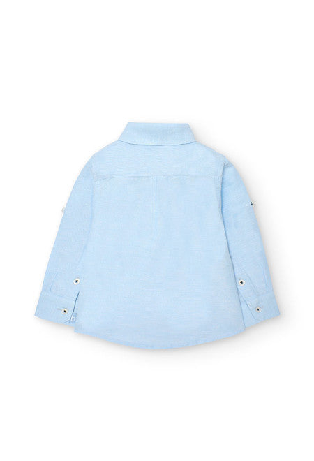 Camisa de lino de bebé niño en color azul Boboli