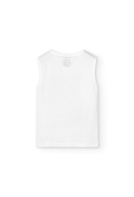 Camiseta de punto sin mangas de niño en blanco Boboli