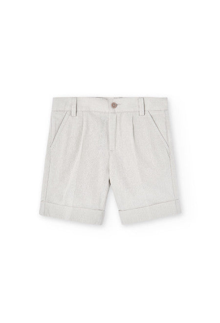 Bermudas de lino de niño en color beige Boboli
