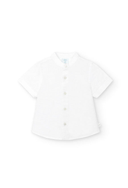 Camisa de lino de bebé niño en color blanco Boboli