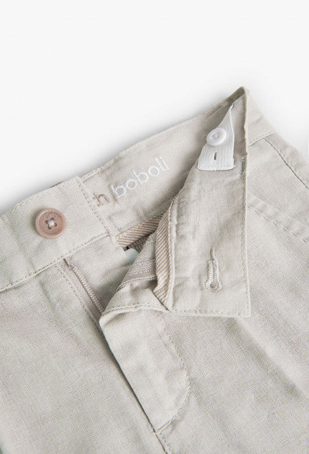 Bermudas de lino de niño en color beige Boboli