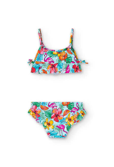 Bikini estampado con volantes de niña Boboli