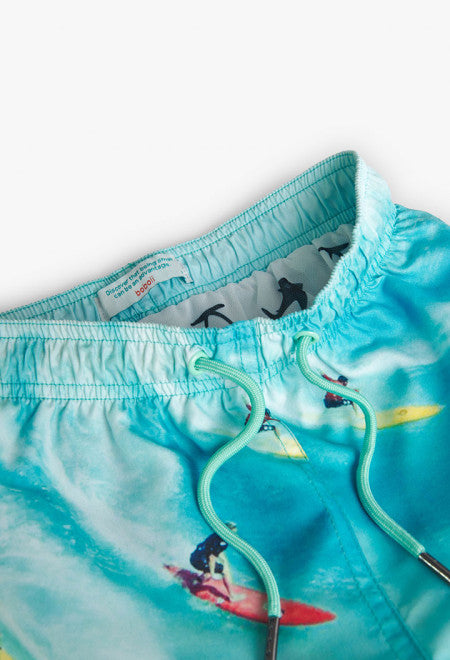 Bañador estampado de niño en color verde Boboli