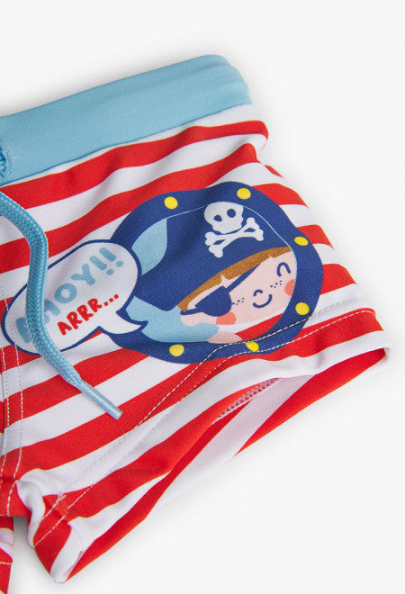 Bañador de poliamida listado con estampado de bebé niño Boboli