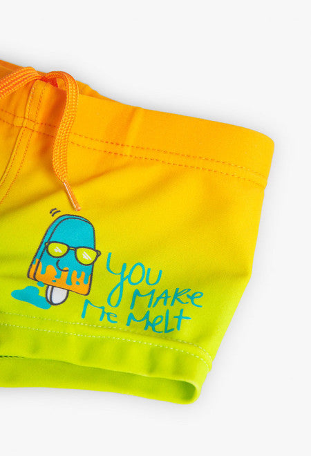 Bañador de poliamida estampado de bebé niño en color naranja Boboli