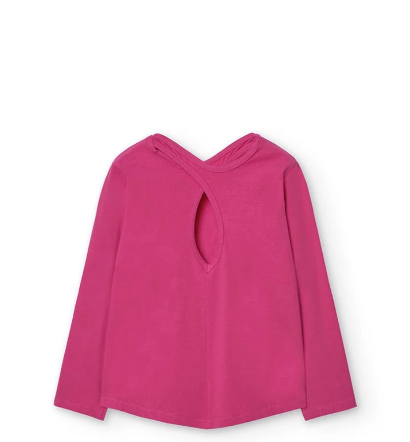 Camiseta de punto para niña en color fresa Boboli