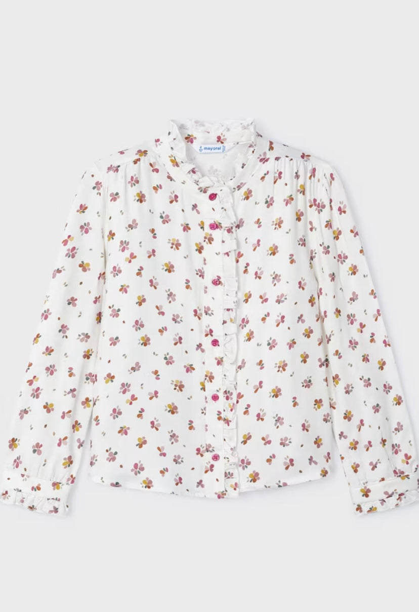 Blusa estampada volantes niña Mayoral