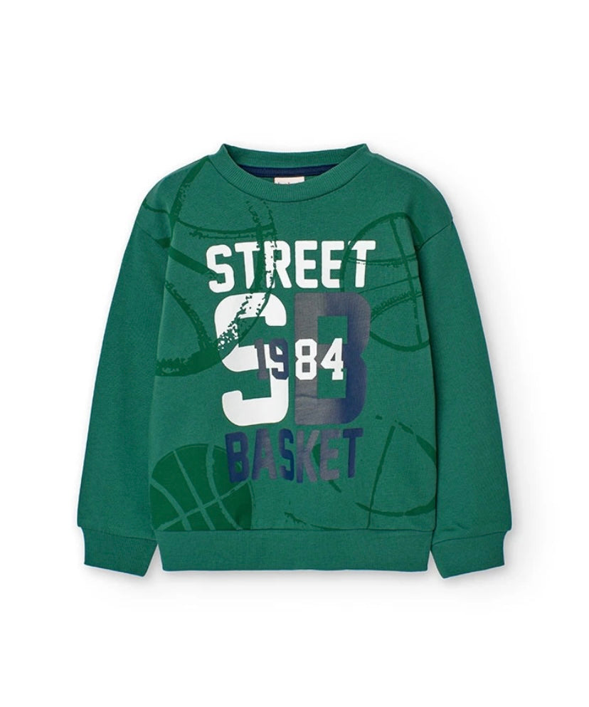 Conjunto de sudadera y pantalón de felpa de niño en verde Boboli