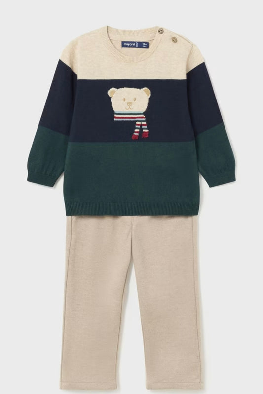 Conjunto pantalón y jersey animal bebé Mayoral