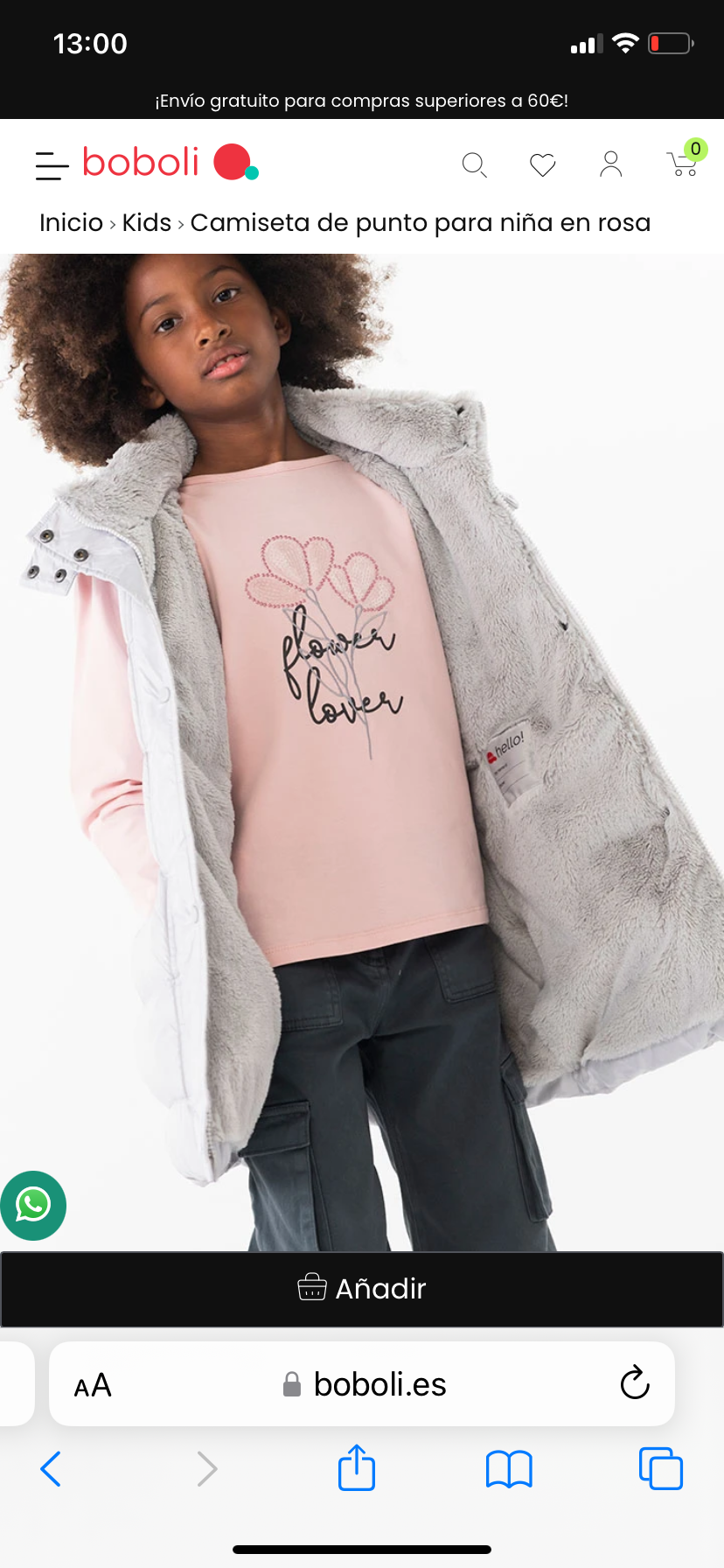 Camiseta de punto para niña en rosa Boboli