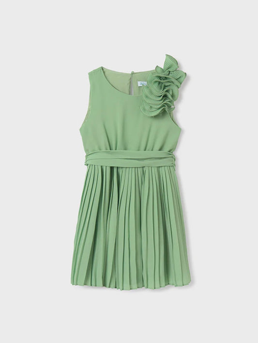 Vestido niña Gasa Plisado Verde Abel & Lula
