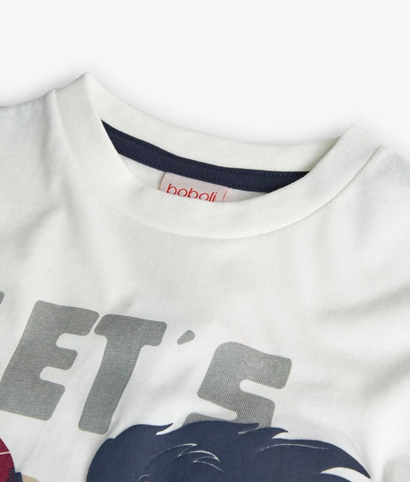 Camiseta de punto liso de niño en blanco Boboli