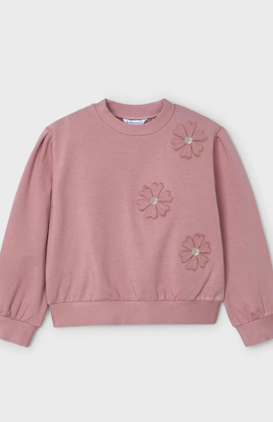 Sudadera apliques flores niña Mayoral