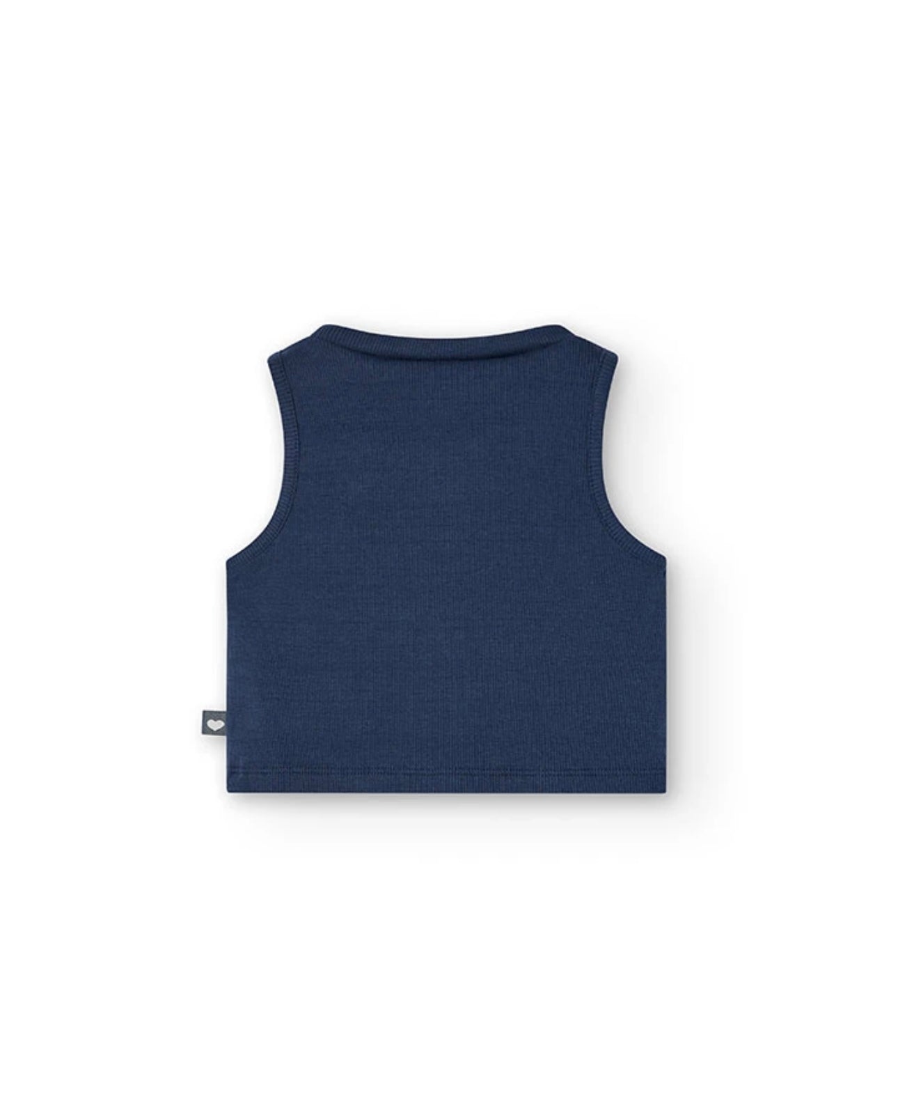 Top de punto canalé de niña en azul marino Boboli