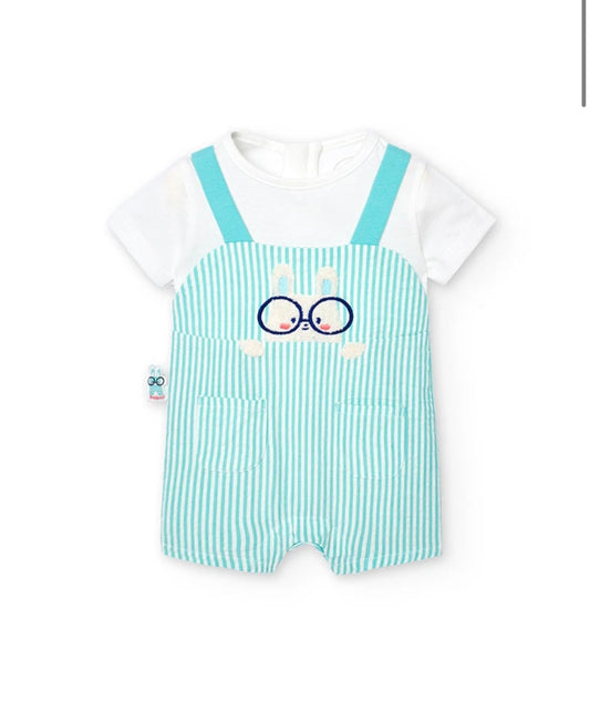 Pelele de punto combinado de bebé en blanco Boboli
