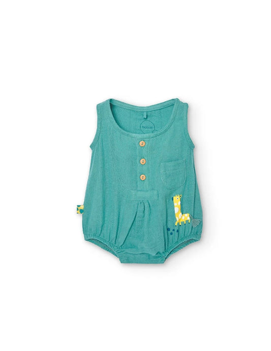 Pelele de tejido fantasía de bebé en verde Boboli