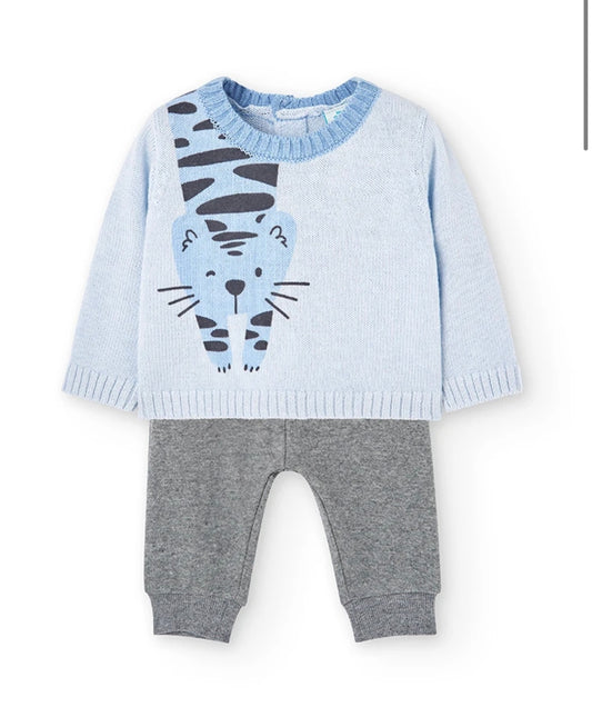 Pack punto combinado pantalon y jersey de bebé niño Boboli