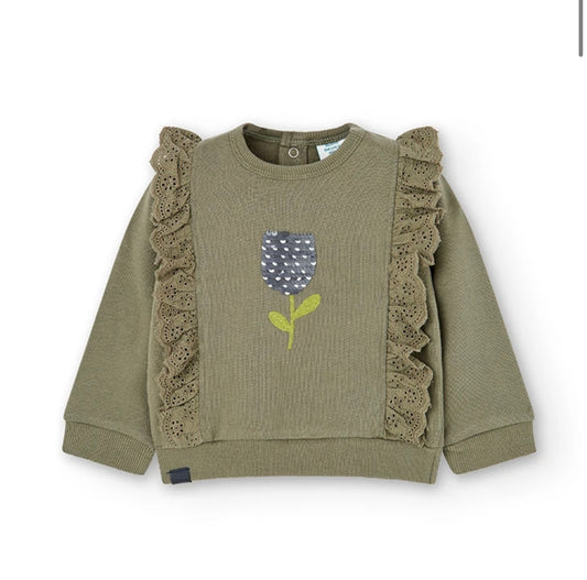 Sudadera felpa de bebé niña tulipan bordado Boboli