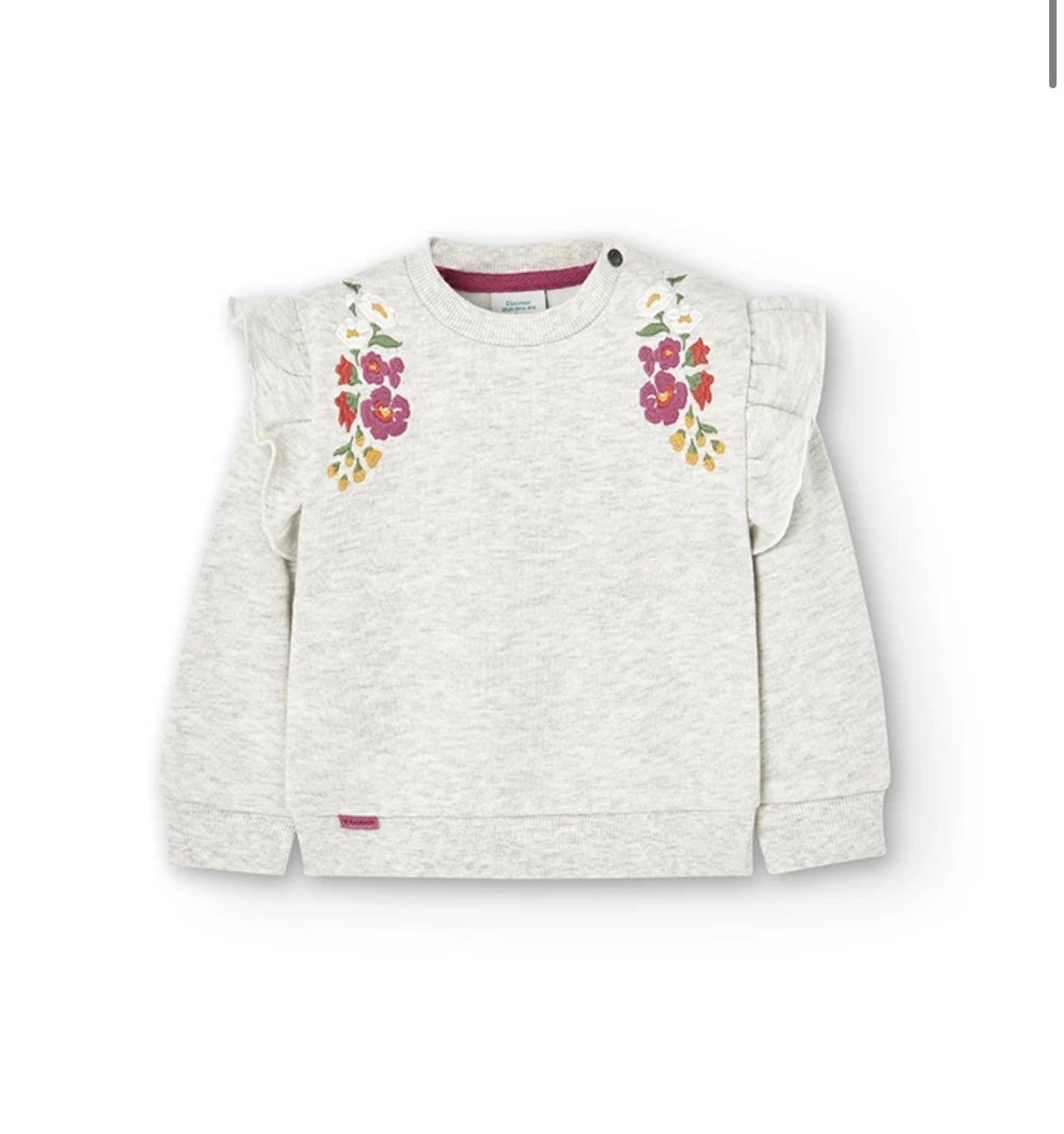 Sudadera felpa de bebé niña bordado flores Boboli
