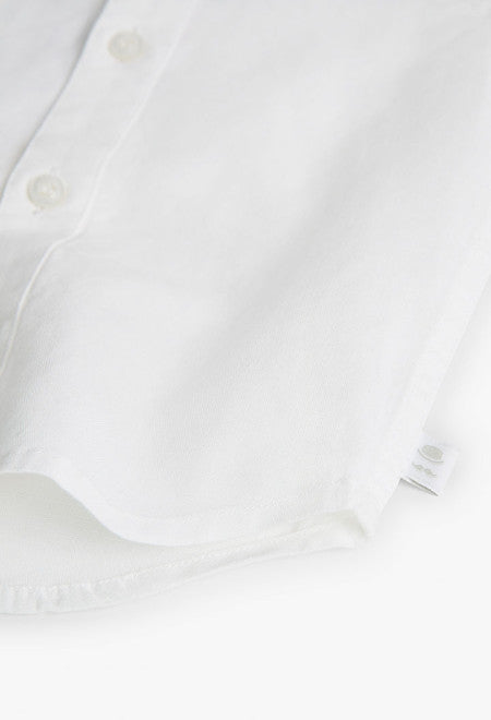 Camisa de lino de bebé niño en color blanco Boboli