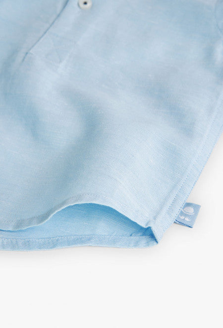 Camisa de lino de bebé niño en color azul Boboli