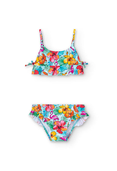 Bikini estampado con volantes de niña Boboli